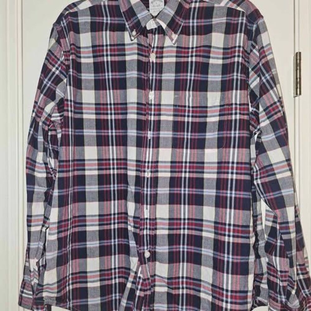 Brooks Brothers The Original Polo Shirt Cotton Plaid Size L